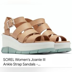 SOREL Joanie III Women's Tan Platform Sandals - Genuine Leather